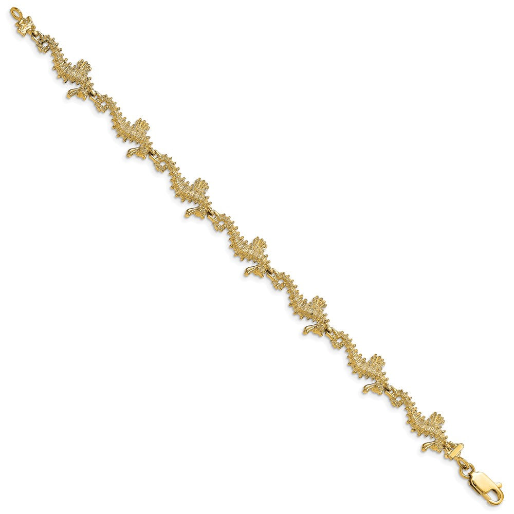 7.5 Zoll 14K Strukturiert 3-d Seepferdchen Armband