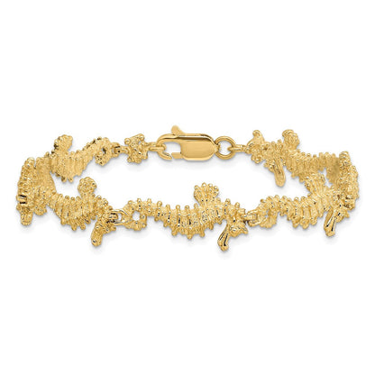 7.5 Zoll 14K Strukturiert 3-d Seepferdchen Armband