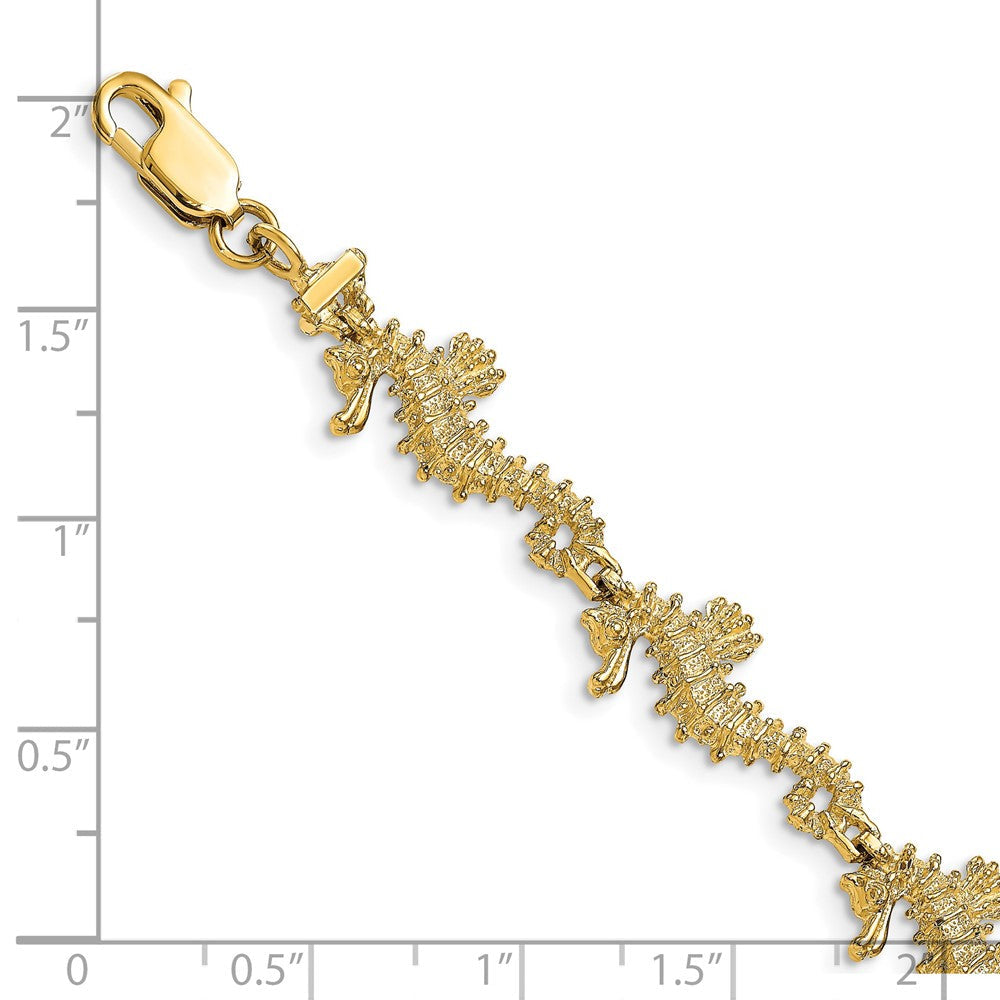 7.5 Zoll 14K Strukturiert 3-d Seepferdchen Armband