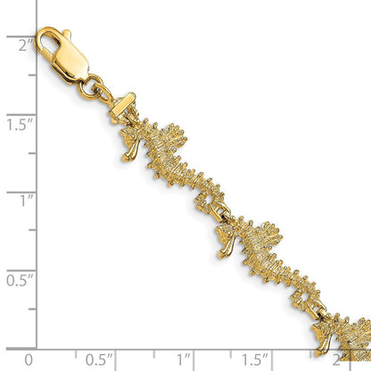 7.5 Zoll 14K Strukturiert 3-d Seepferdchen Armband