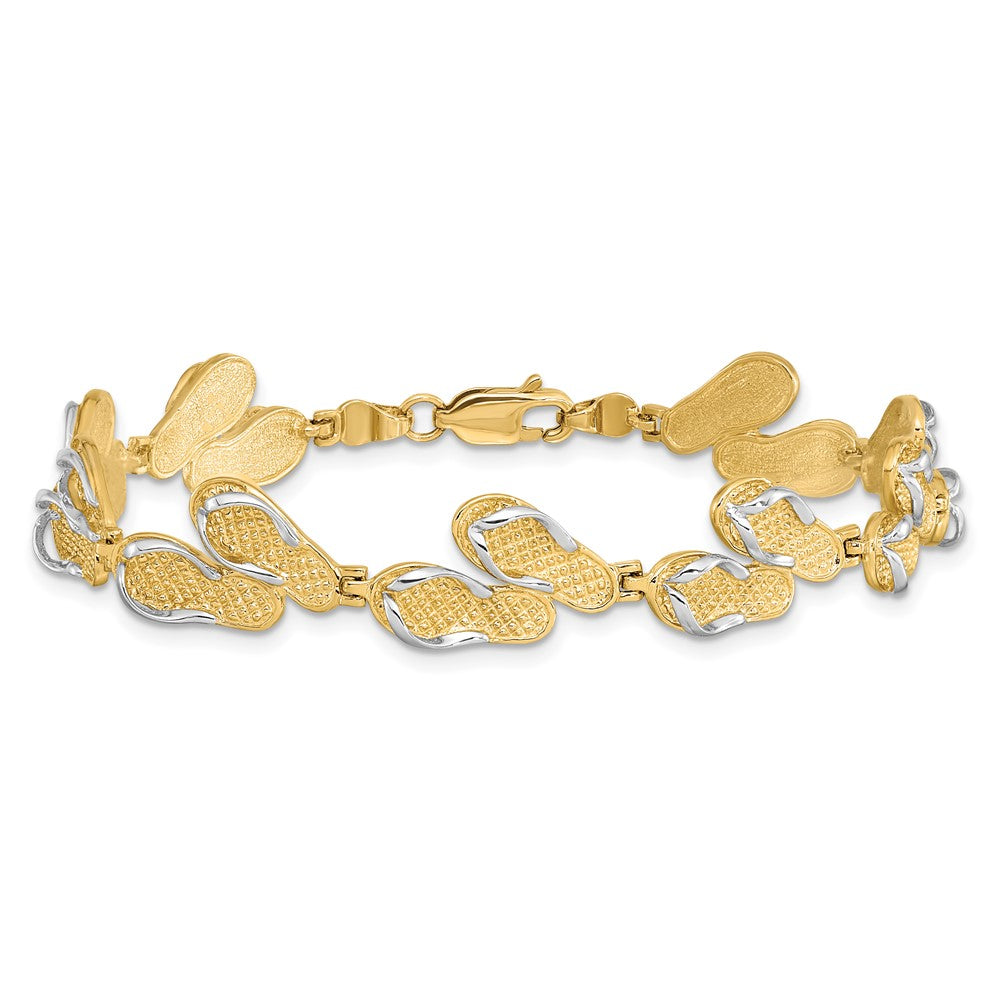 7.25 Zoll 14K mit Rhodium Flip Flops Armband
