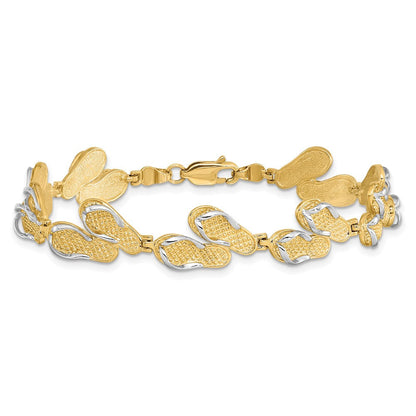 7.25 Zoll 14K mit Rhodium Flip Flops Armband