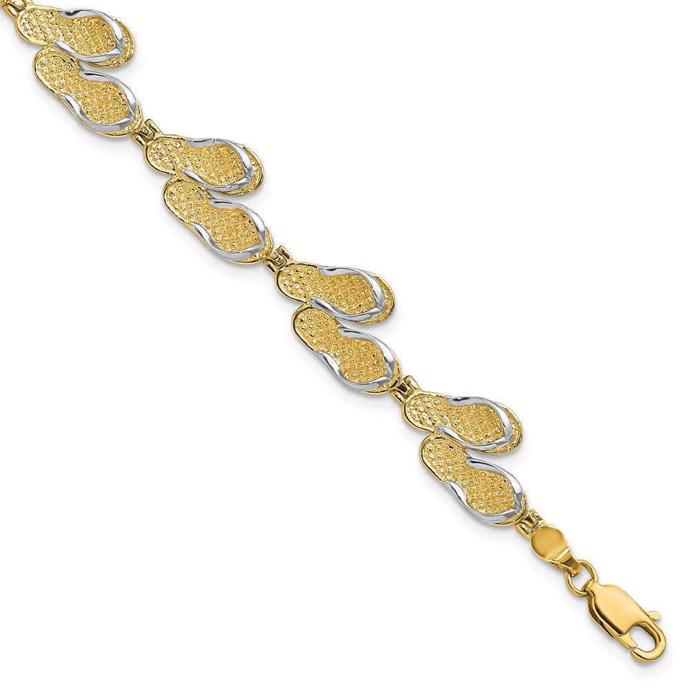 7.25 Zoll 14K mit Rhodium Flip Flops Armband