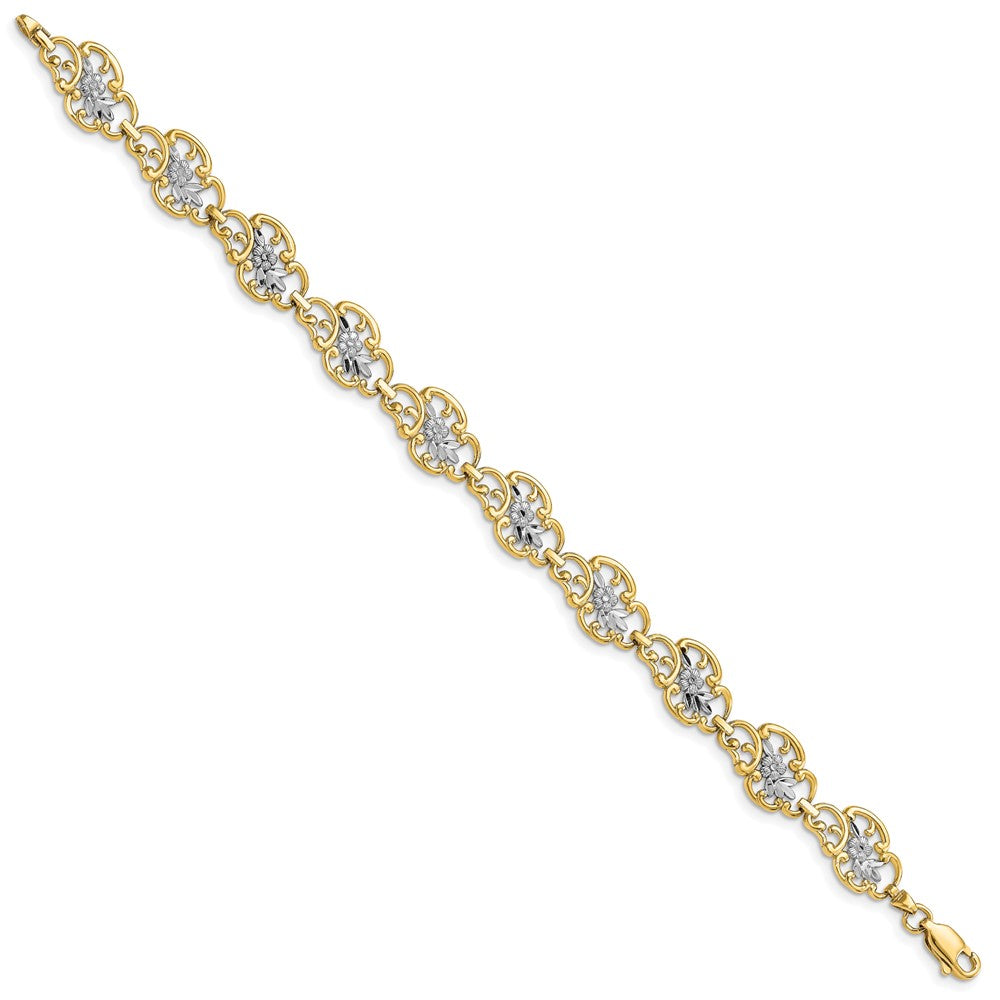 7.25 Zoll 14K und Weiß Rhodium Diamantiert Fantasie Armband