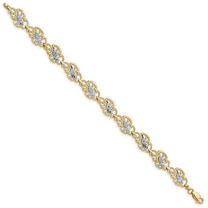 7.25 Zoll 14K und Weiß Rhodium Diamantiert Fantasie Armband