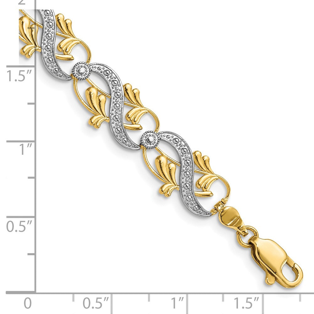 7.5 Zoll 14K und Weiß Rhodium Diamantiert Fantasieglieder Armband