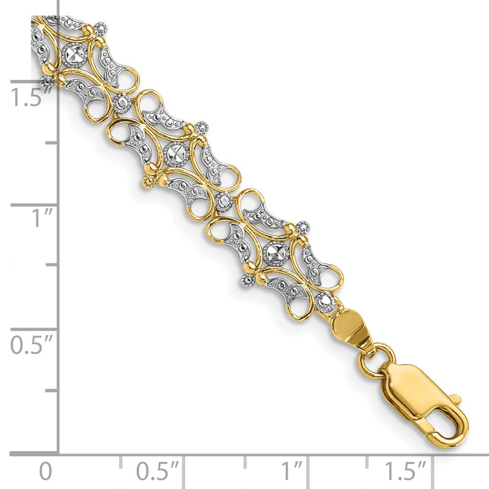 7.5 Zoll 14K und Weiß Rhodium Diamantiert Fantasie Armband