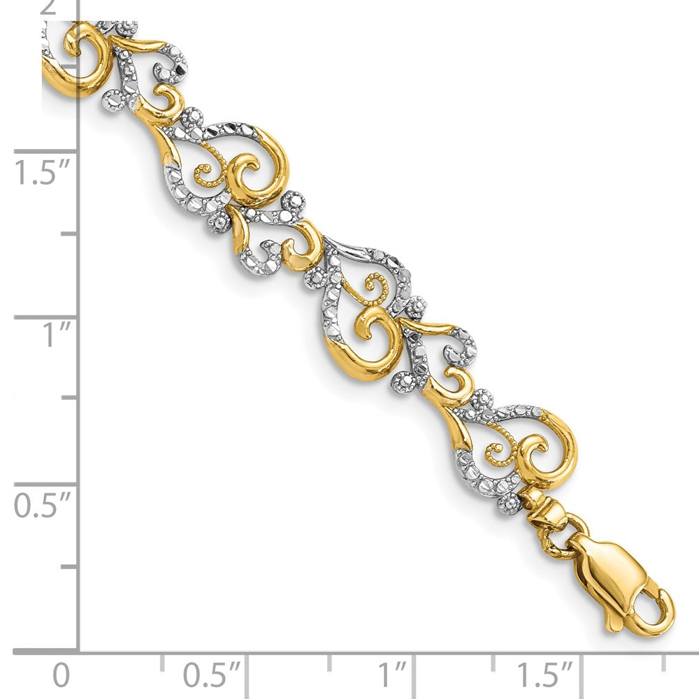 7.5 Zoll 14K und Weiß Rhodium Diamantiert Fantasieglieder Armband