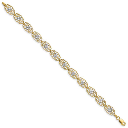 7.25 Zoll 14K und Weiß Rhodium Diamantiert Fantasie Armband