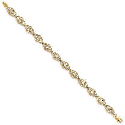7.25 Zoll 14K und Weiß Rhodium Diamantiert Fantasie Armband