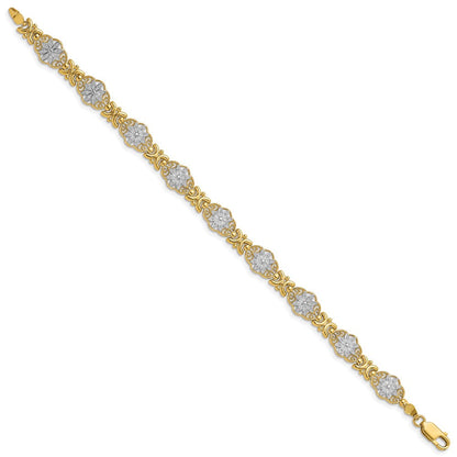 7.5 Zoll 14K und Weiß Rhodium Blume 7.5 Zoll Armband