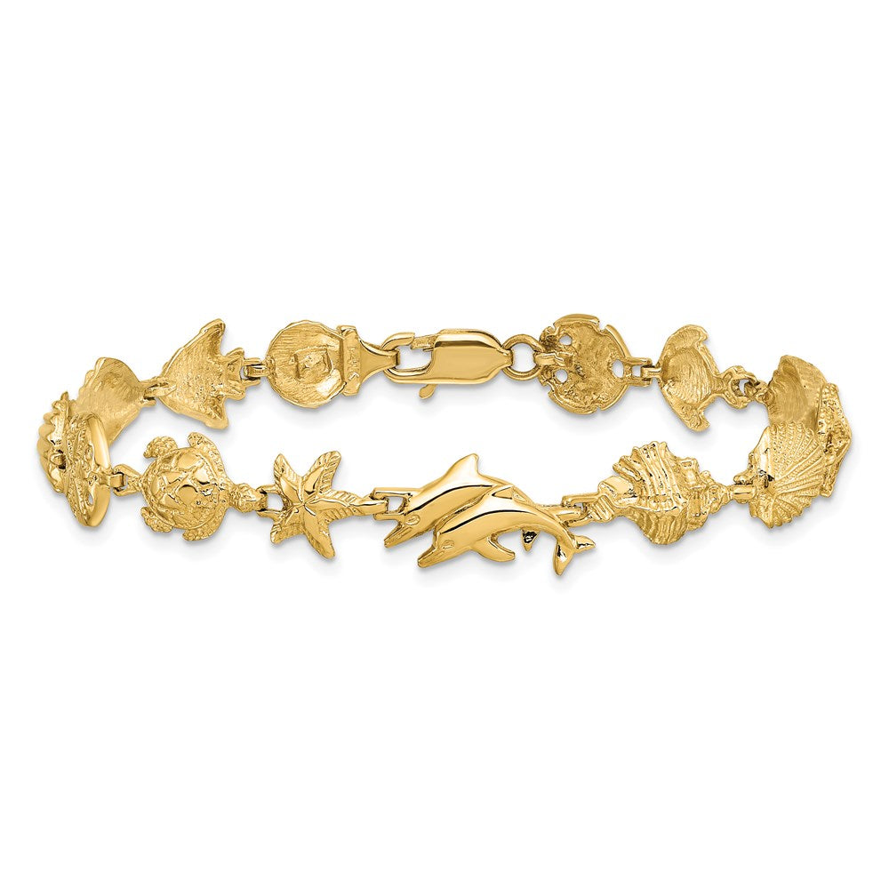 7.25 Zoll 14K Nautical Combination mit Dolphins Glieder Armband