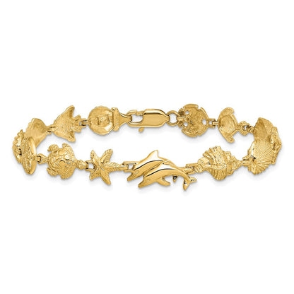 7.25 Zoll 14K Nautical Combination mit Dolphins Glieder Armband