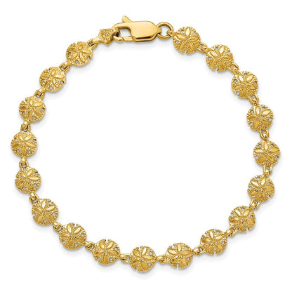 7 Zoll 14K Poliert /textured Mini Sand Dollar Armband