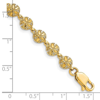 7 Zoll 14K Poliert /textured Mini Sand Dollar Armband