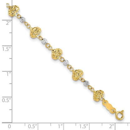 14K Bicolor Diamantiert Herz Glieder Armband