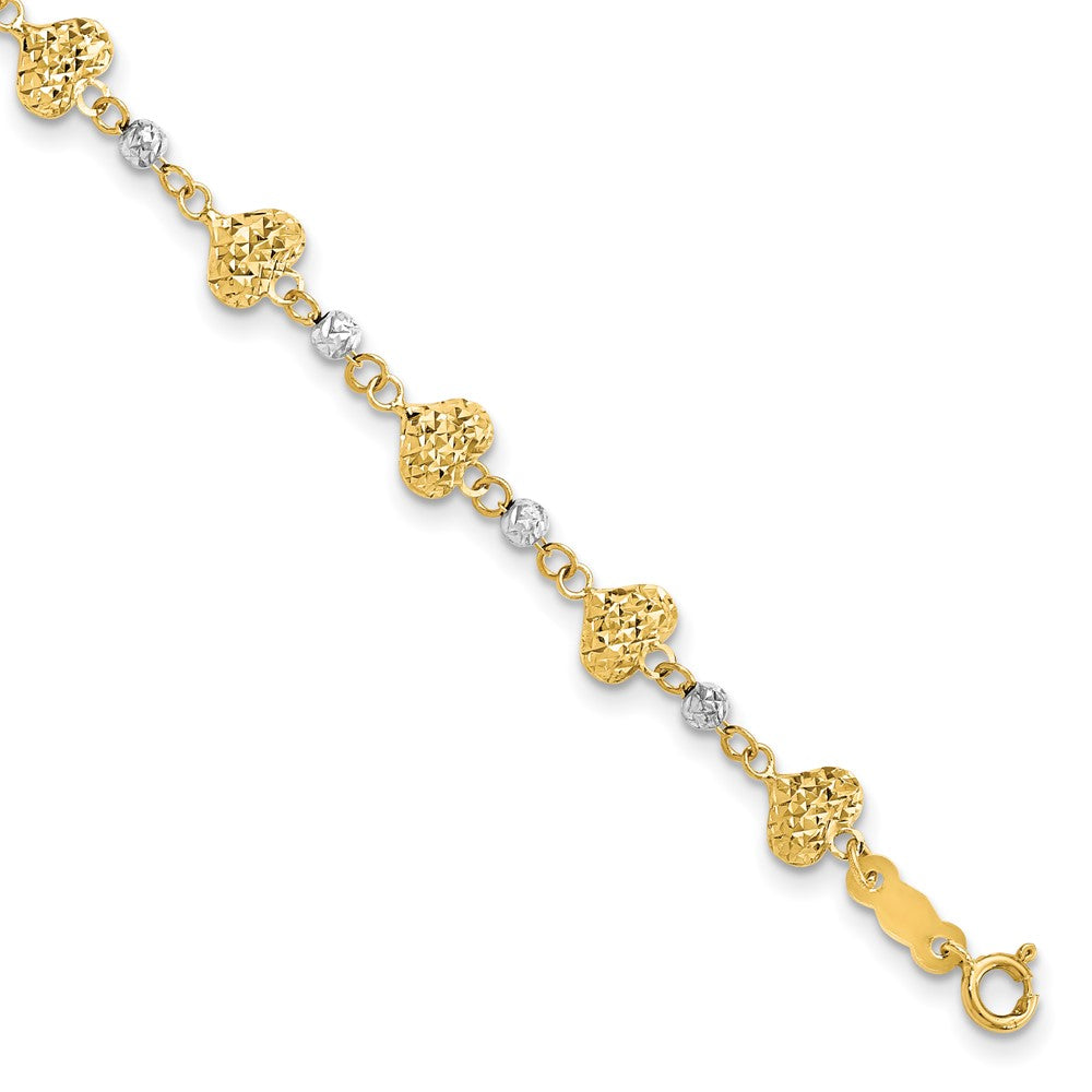 14K Bicolor Diamantiert Herz Glieder Armband