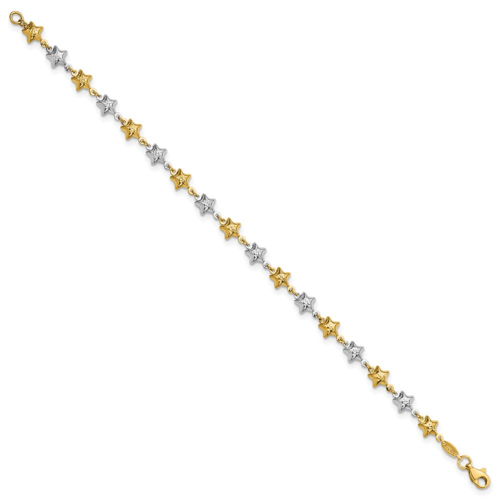 14K Bicolor Gewölbt Stern Armband