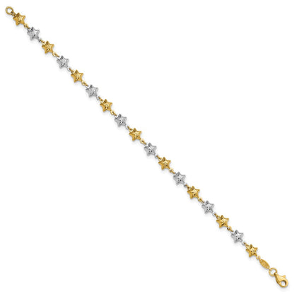 14K Bicolor Gewölbt Stern Armband