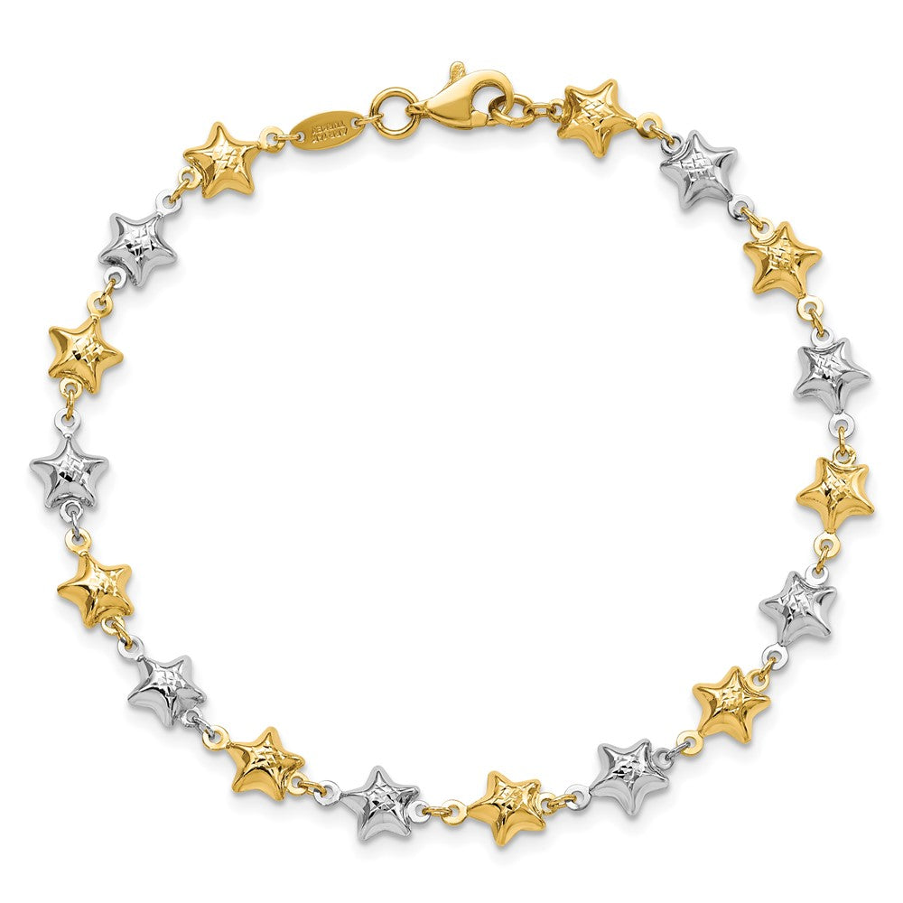 14K Bicolor Gewölbt Stern Armband