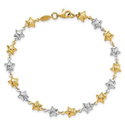 14K Bicolor Gewölbt Stern Armband