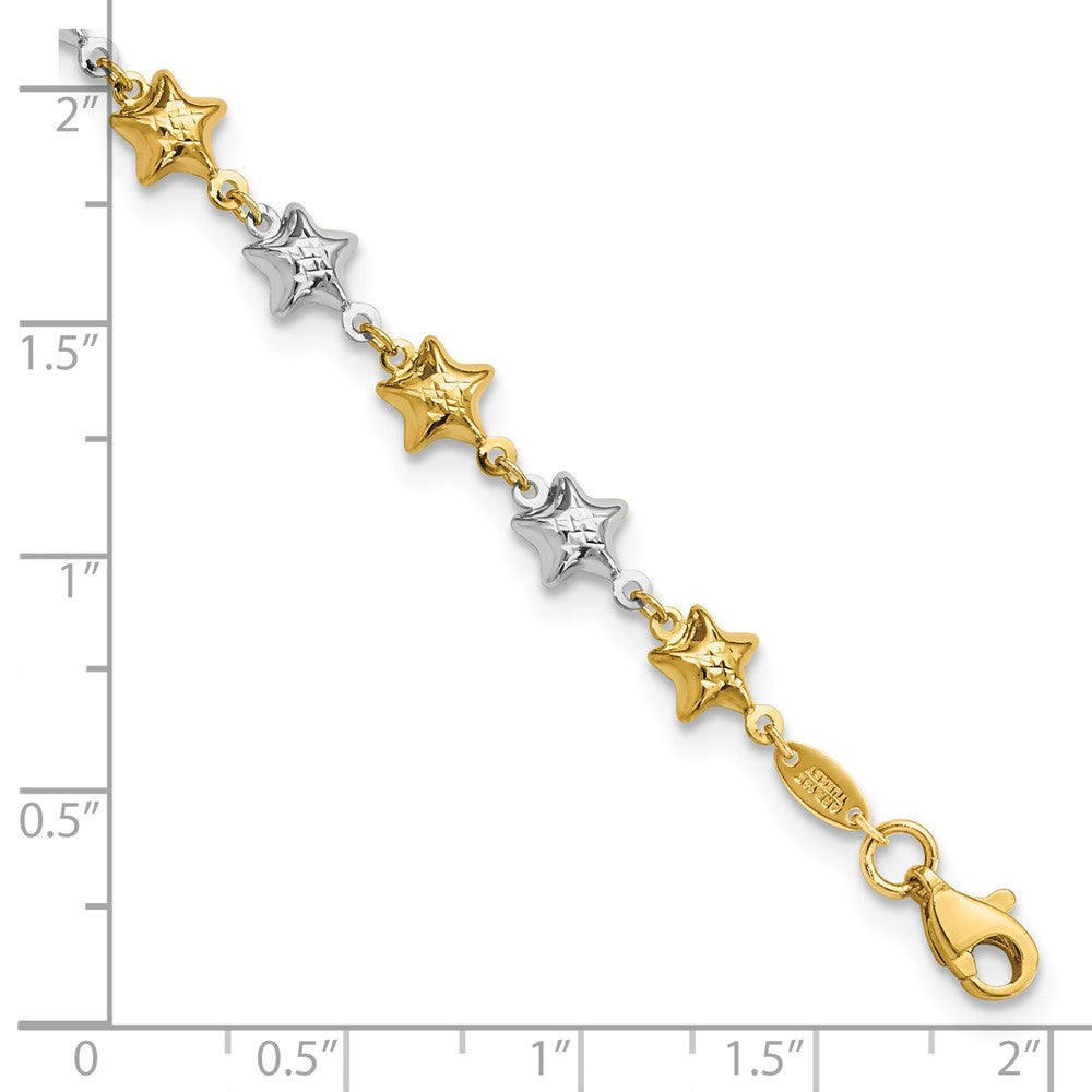 14K Bicolor Gewölbt Stern Armband
