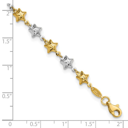 14K Bicolor Gewölbt Stern Armband