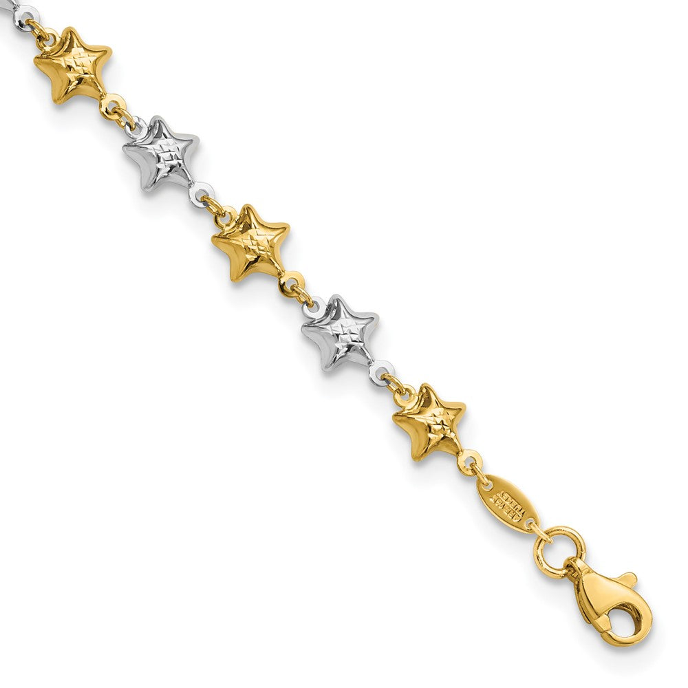 14K Bicolor Gewölbt Stern Armband