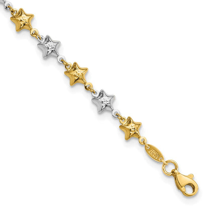 14K Bicolor Gewölbt Stern Armband