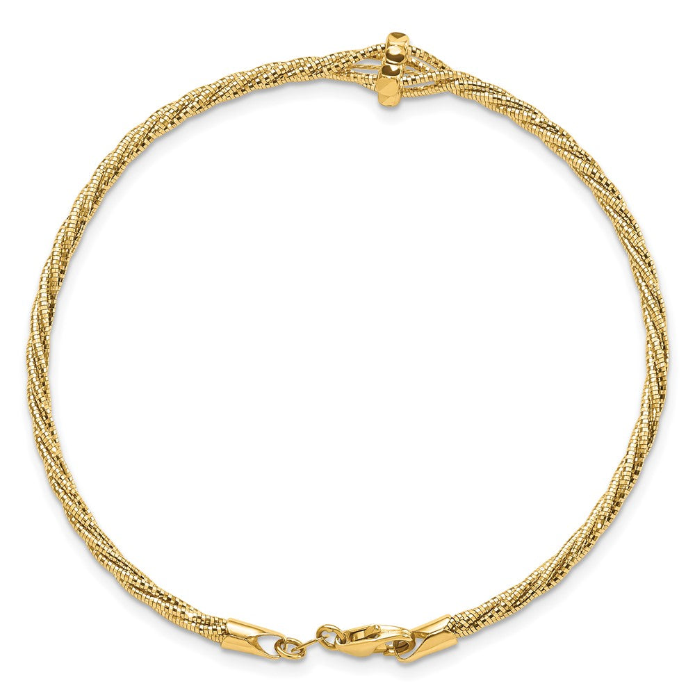 7.5 Zoll 14K Poliert Diamantiert Gedreht Armband