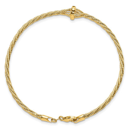 7.5 Zoll 14K Poliert Diamantiert Gedreht Armband