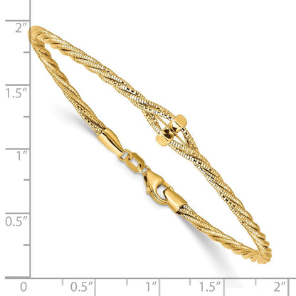 7.5 Zoll 14K Poliert Diamantiert Gedreht Armband