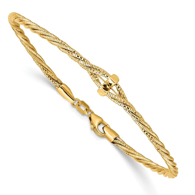 7.5 Zoll 14K Poliert Diamantiert Gedreht Armband