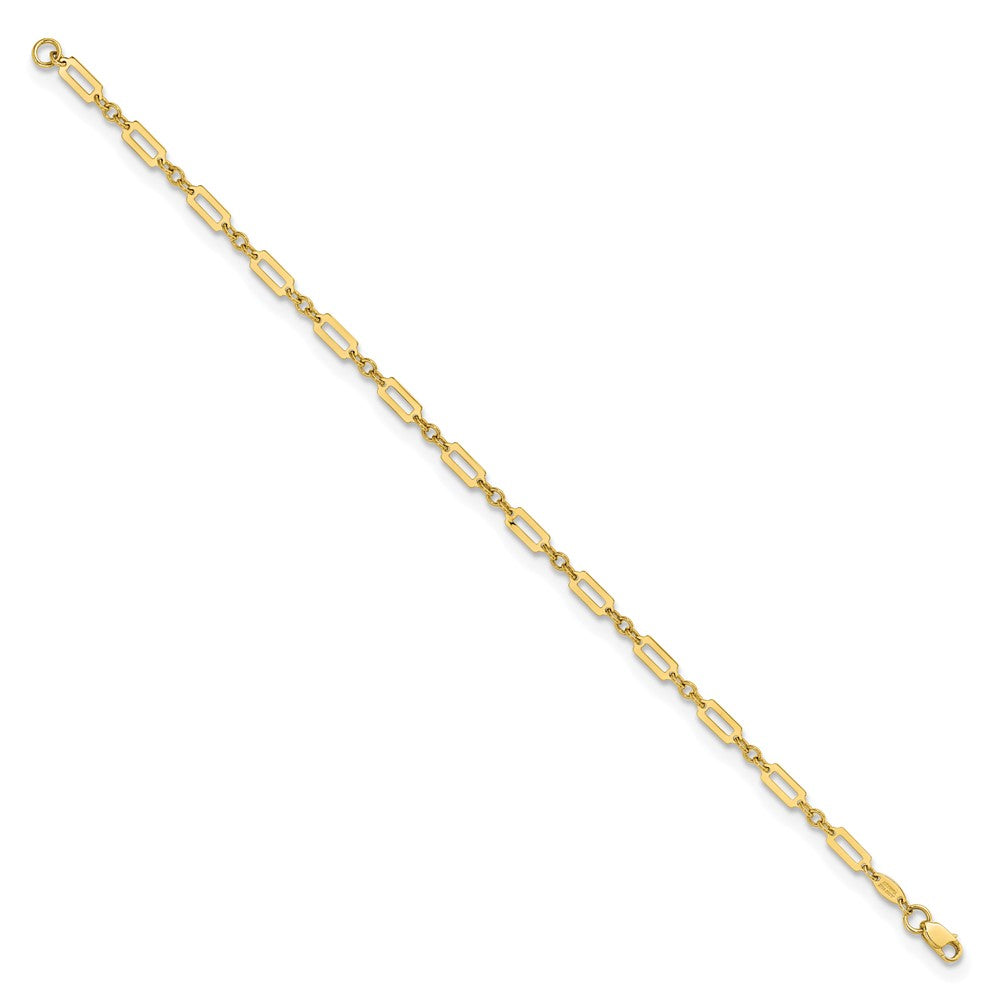 7.5 Zoll 14K Poliert Fantasie Rechteck Glieder 7.5 Zoll Armband