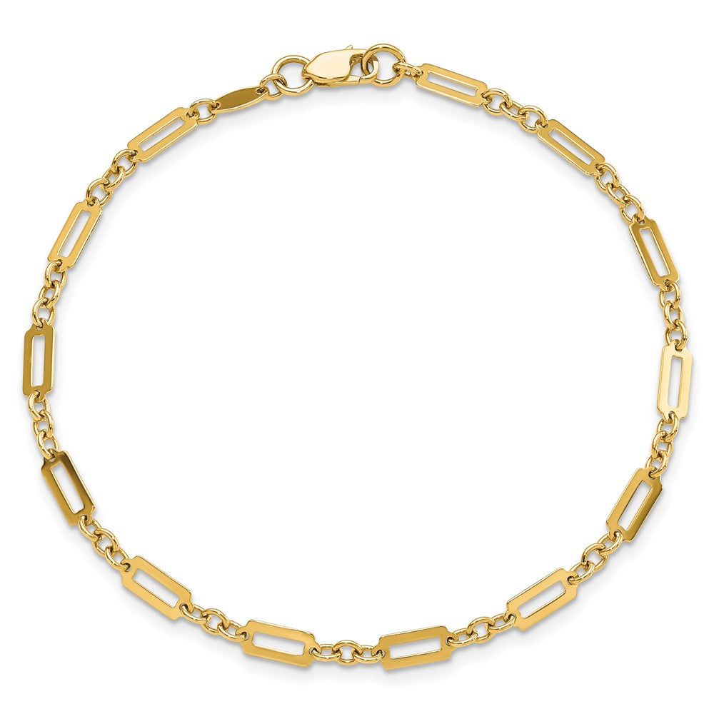 7.5 Zoll 14K Poliert Fantasie Rechteck Glieder 7.5 Zoll Armband