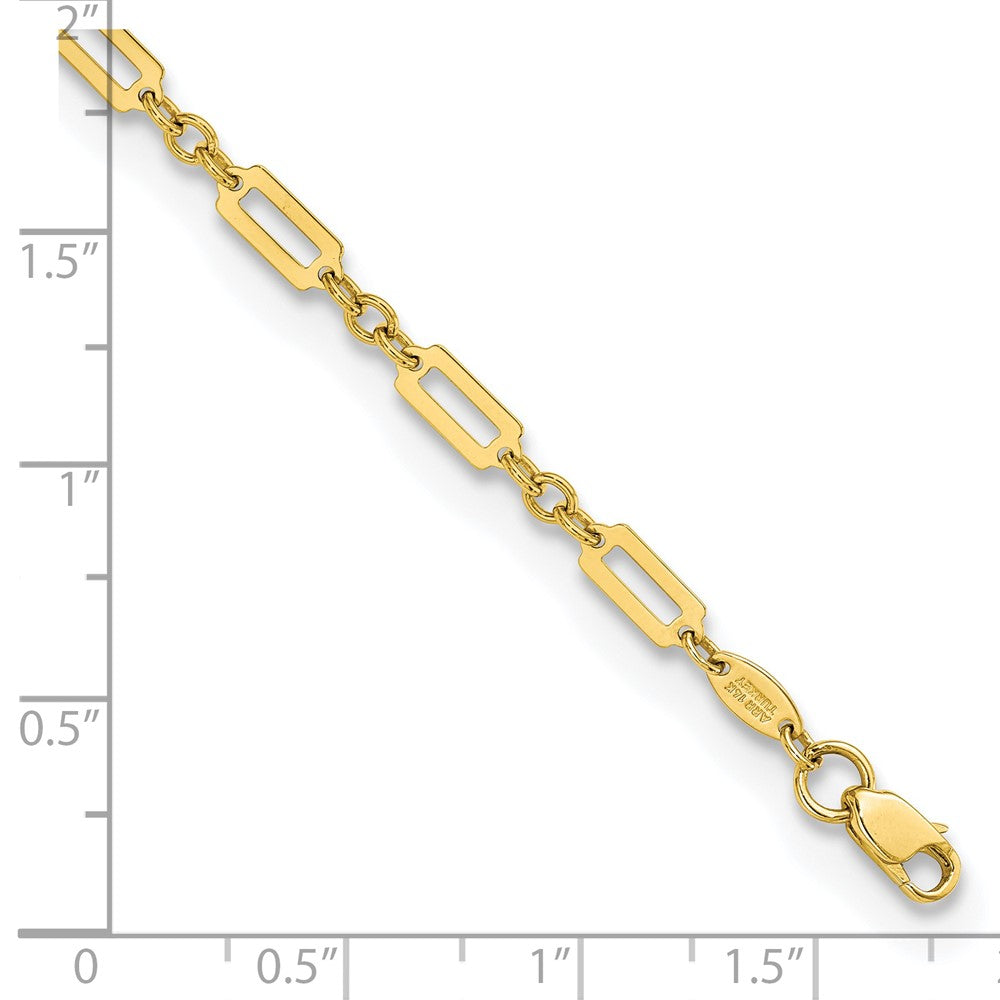 7.5 Zoll 14K Poliert Fantasie Rechteck Glieder 7.5 Zoll Armband