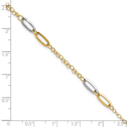 14K Bicolor Poliert Fantasie Kette Glieder Armband