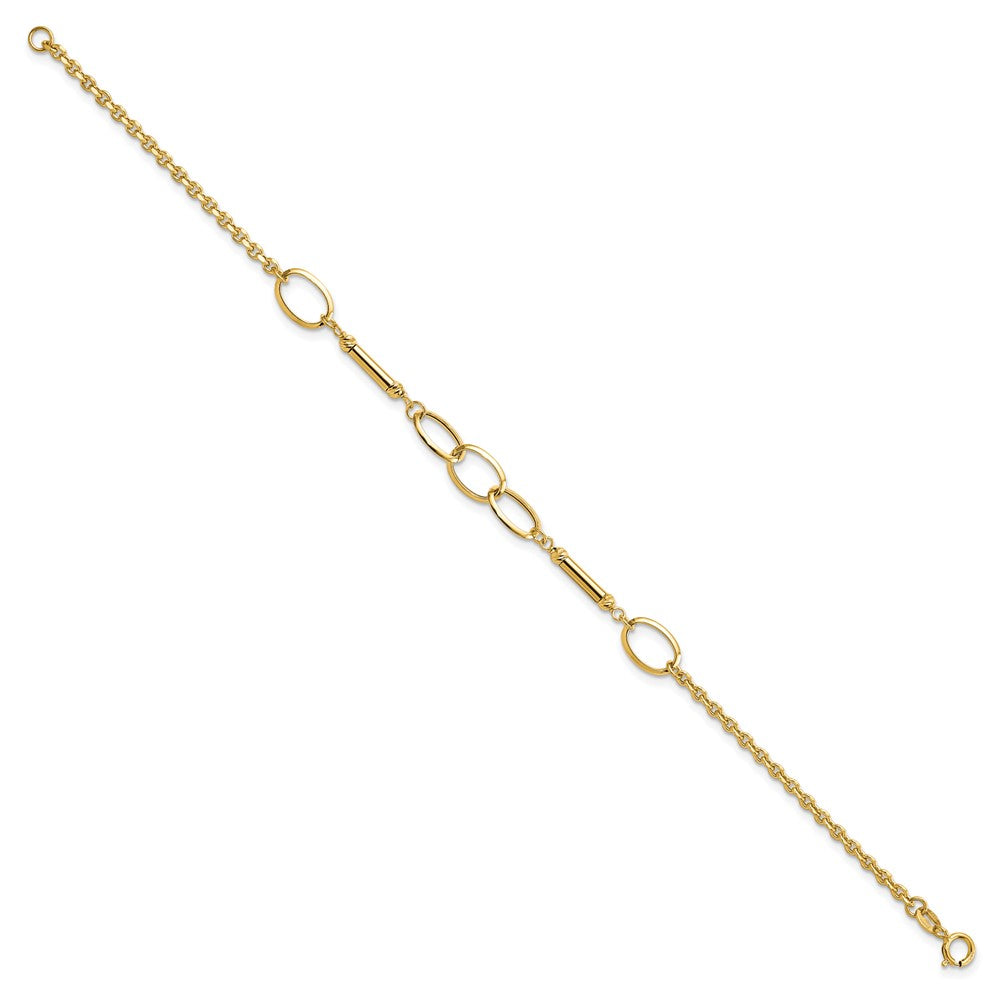 7.5 Zoll 14K Poliert Bars und Knöpfe Armband