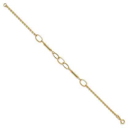 7.5 Zoll 14K Poliert Bars und Knöpfe Armband