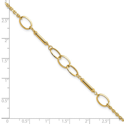 7.5 Zoll 14K Poliert Bars und Knöpfe Armband