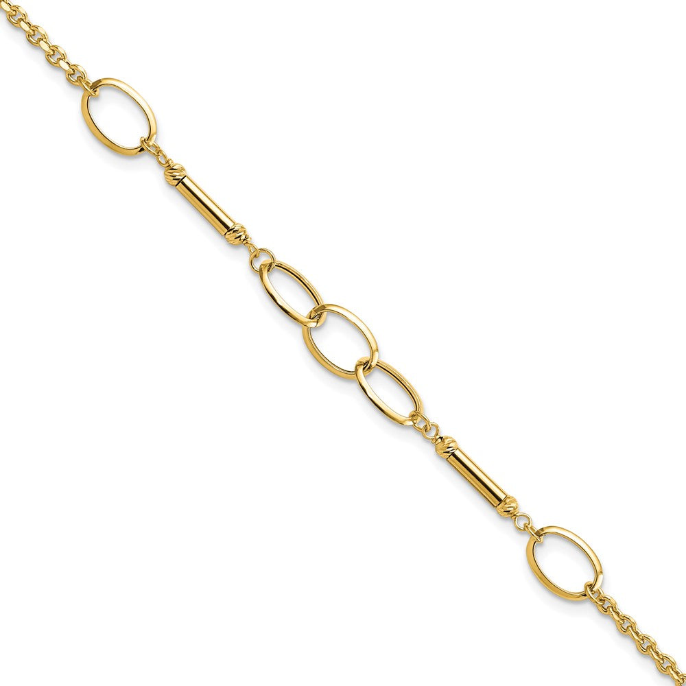 7.5 Zoll 14K Poliert Bars und Knöpfe Armband