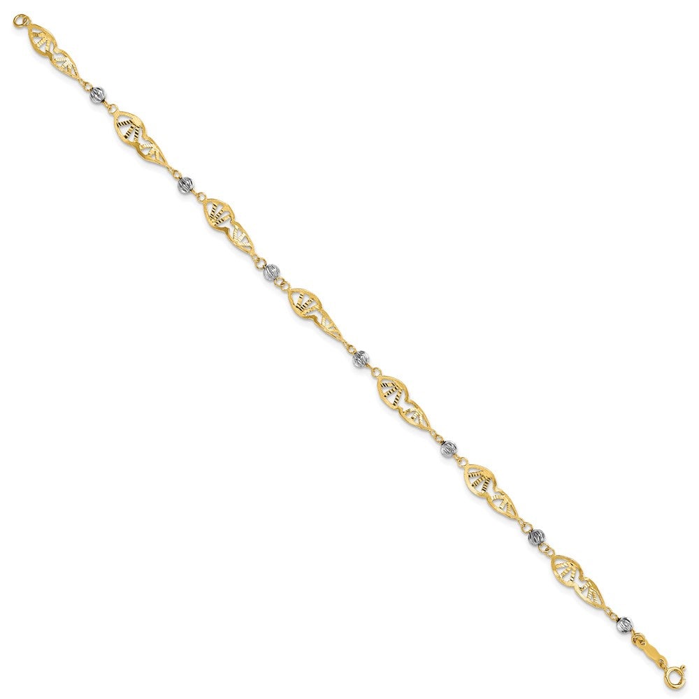 7 Zoll 14K Bicolor Fantasieglieder Diamantiert Armband
