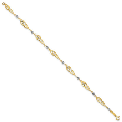 7 Zoll 14K Bicolor Fantasieglieder Diamantiert Armband