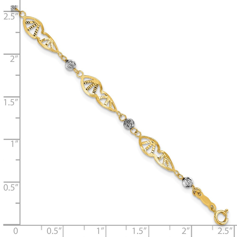 7 Zoll 14K Bicolor Fantasieglieder Diamantiert Armband