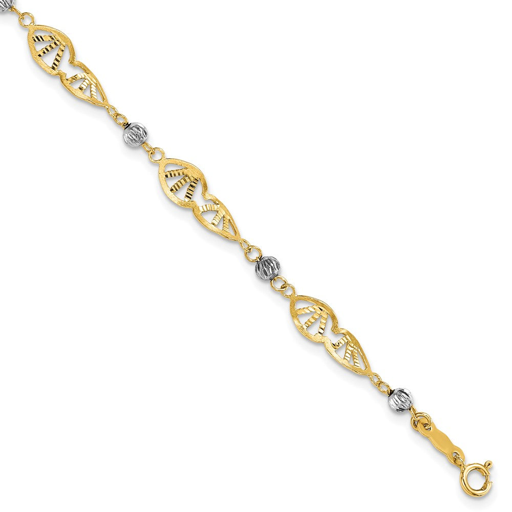 7 Zoll 14K Bicolor Fantasieglieder Diamantiert Armband