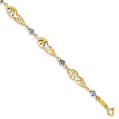 7 Zoll 14K Bicolor Fantasieglieder Diamantiert Armband