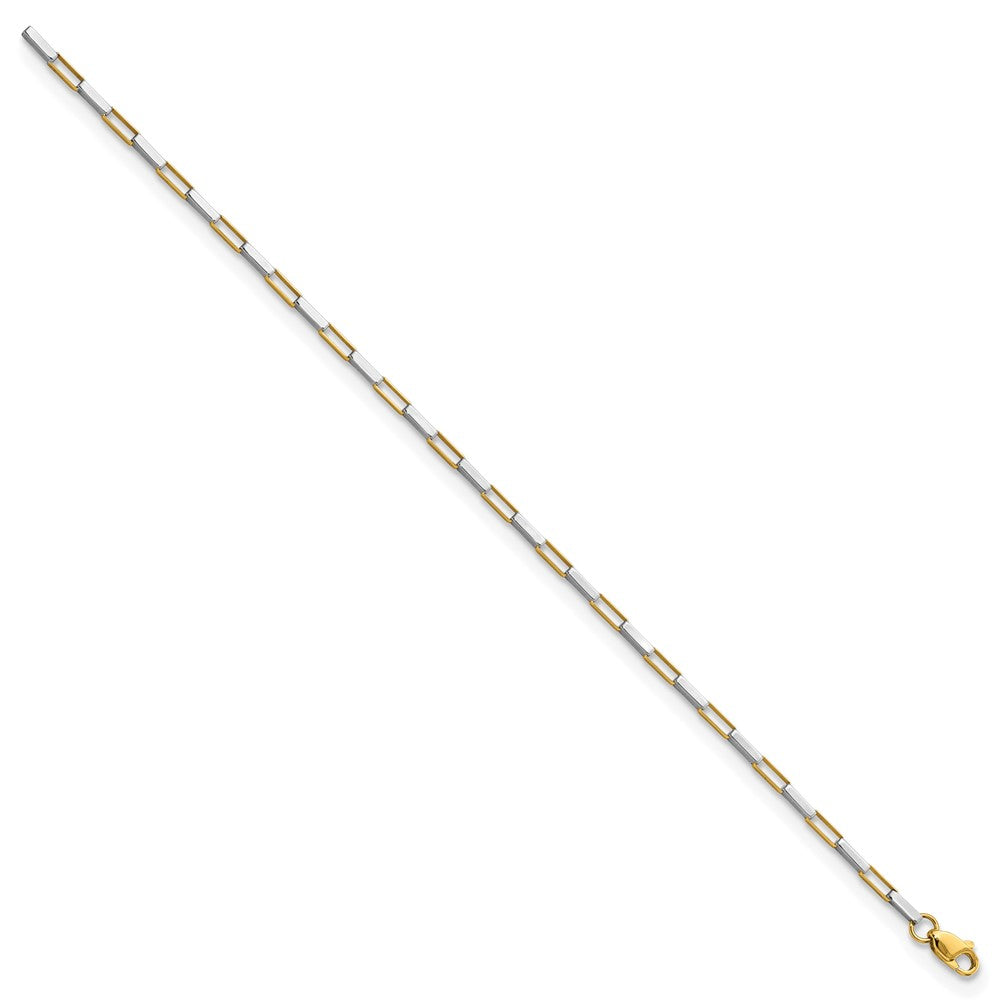 14K Bicolor Poliert Fantasie Venezianer Knöpfe 7.5 Zoll Armband