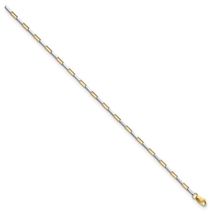 14K Bicolor Poliert Fantasie Venezianer Knöpfe 7.5 Zoll Armband