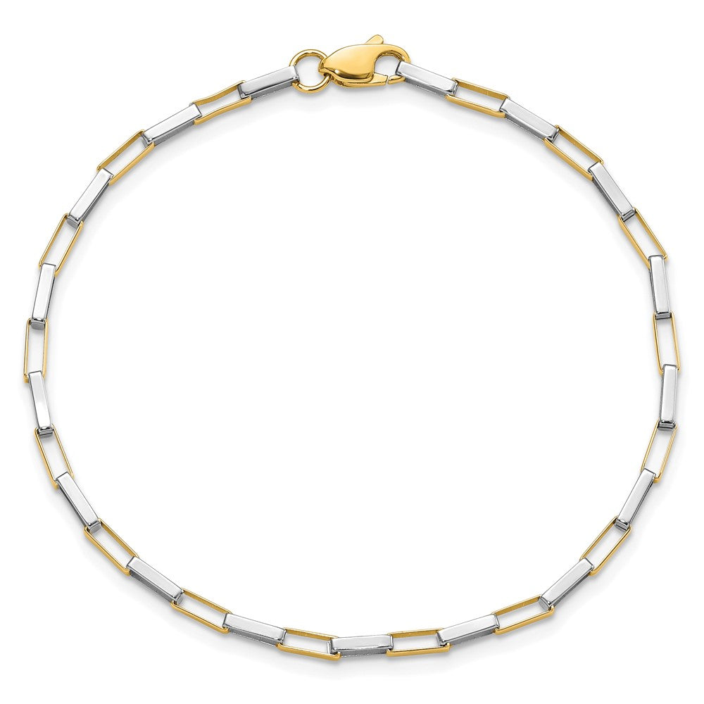 14K Bicolor Poliert Fantasie Venezianer Knöpfe 7.5 Zoll Armband