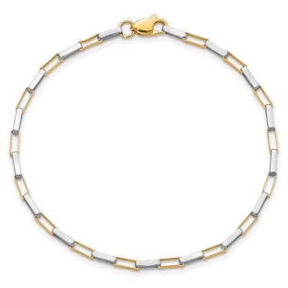 14K Bicolor Poliert Fantasie Venezianer Knöpfe 7.5 Zoll Armband